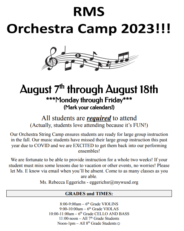 RMS Orchestra Camp 2023 