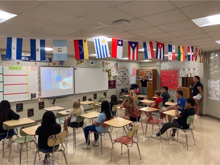 students watching screen