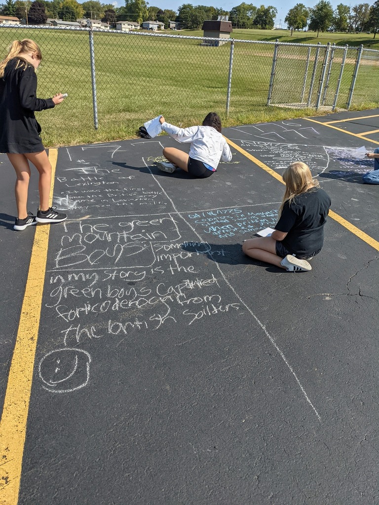 Students chalk writing project
