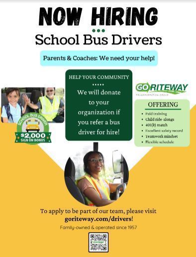 GO Riteway Now Hiring Flyer for Bus Drivers