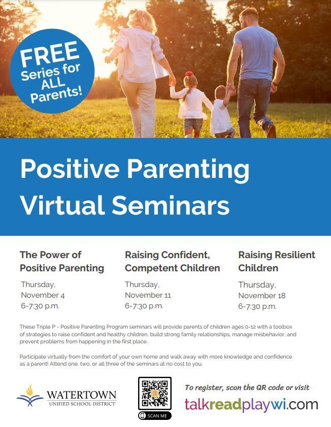 Positive Parenting Virtual Seminars Flyer