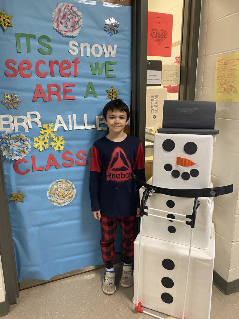 Students with a cardboard snowman