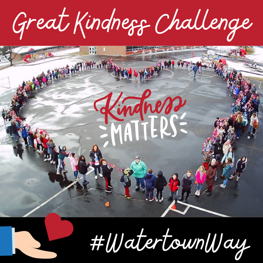 Great Kindness Challenge Photo with Students Standing in a Heart Shape