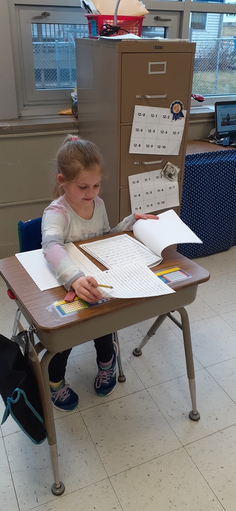 Student working on school work at a desk
