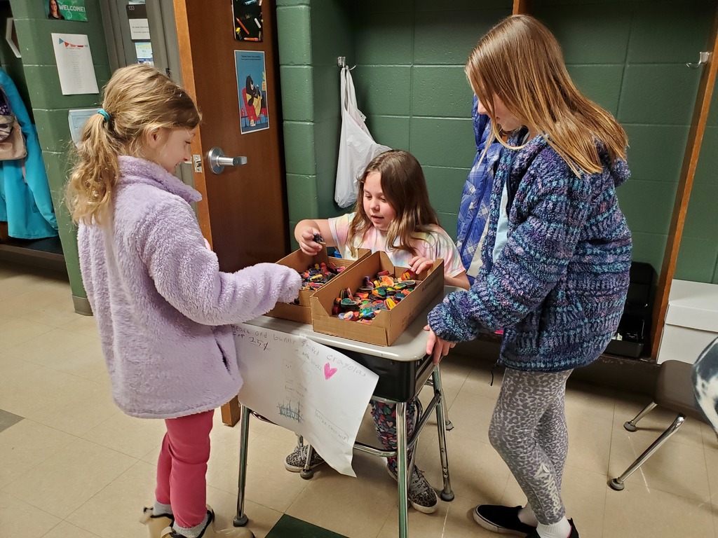Students selling crayons