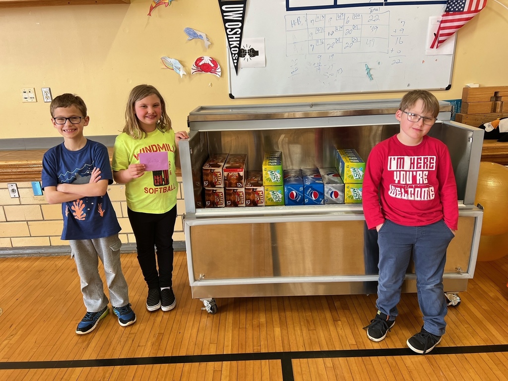 Students with a soda donation from Wis-Pak