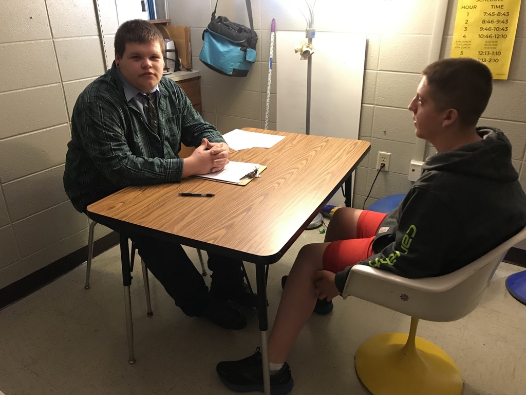 Students doing a mock interview