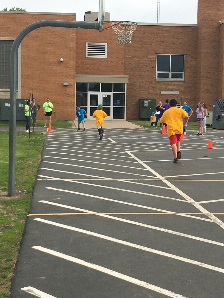 Students running track