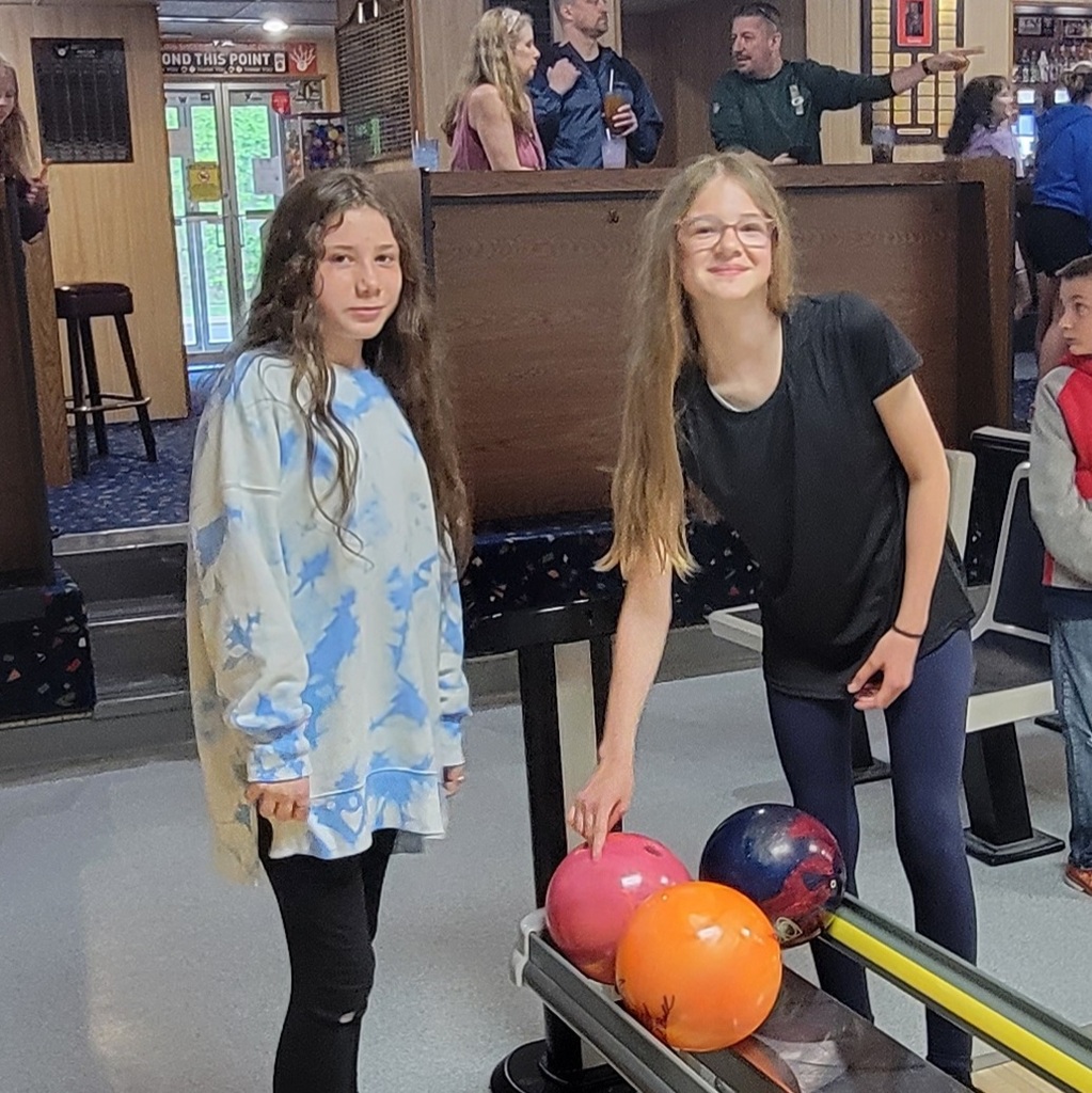 Students at the bowling alley