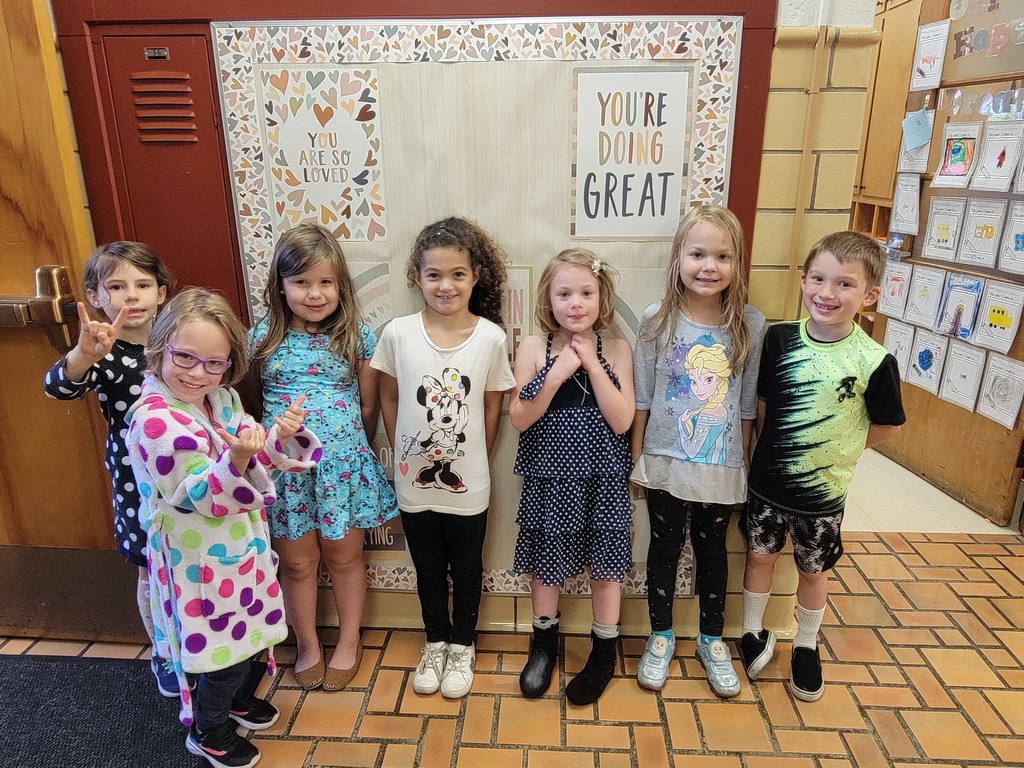Students wearing dots