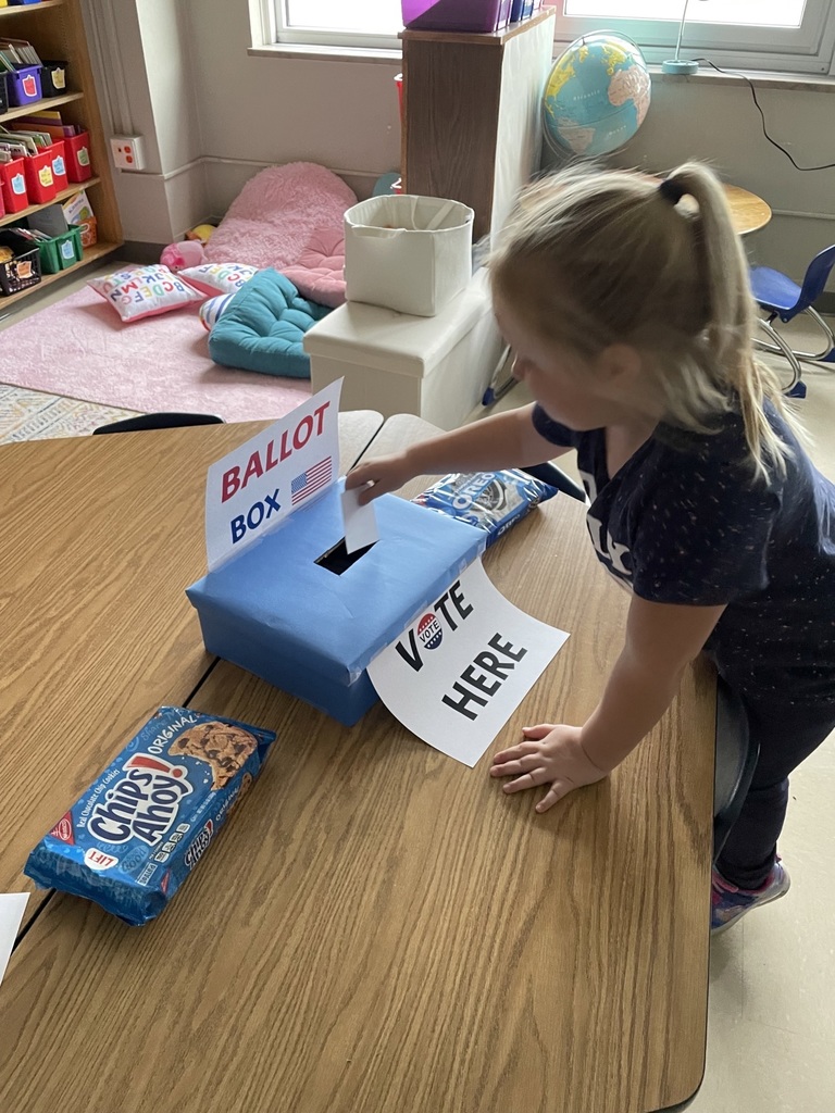 student putting her vote in the ballot box