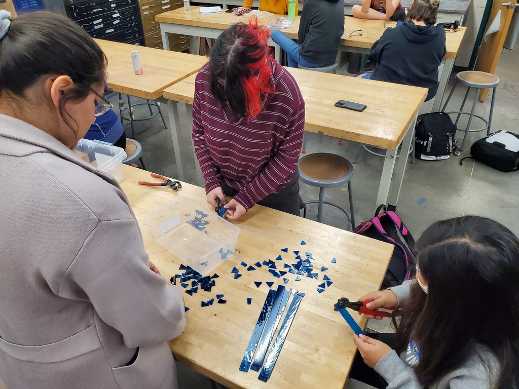 Students making a mural