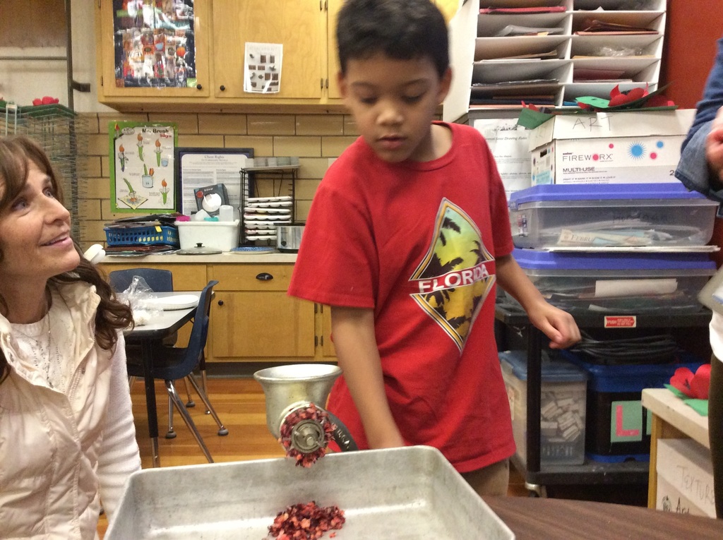 Student making cranberry relish