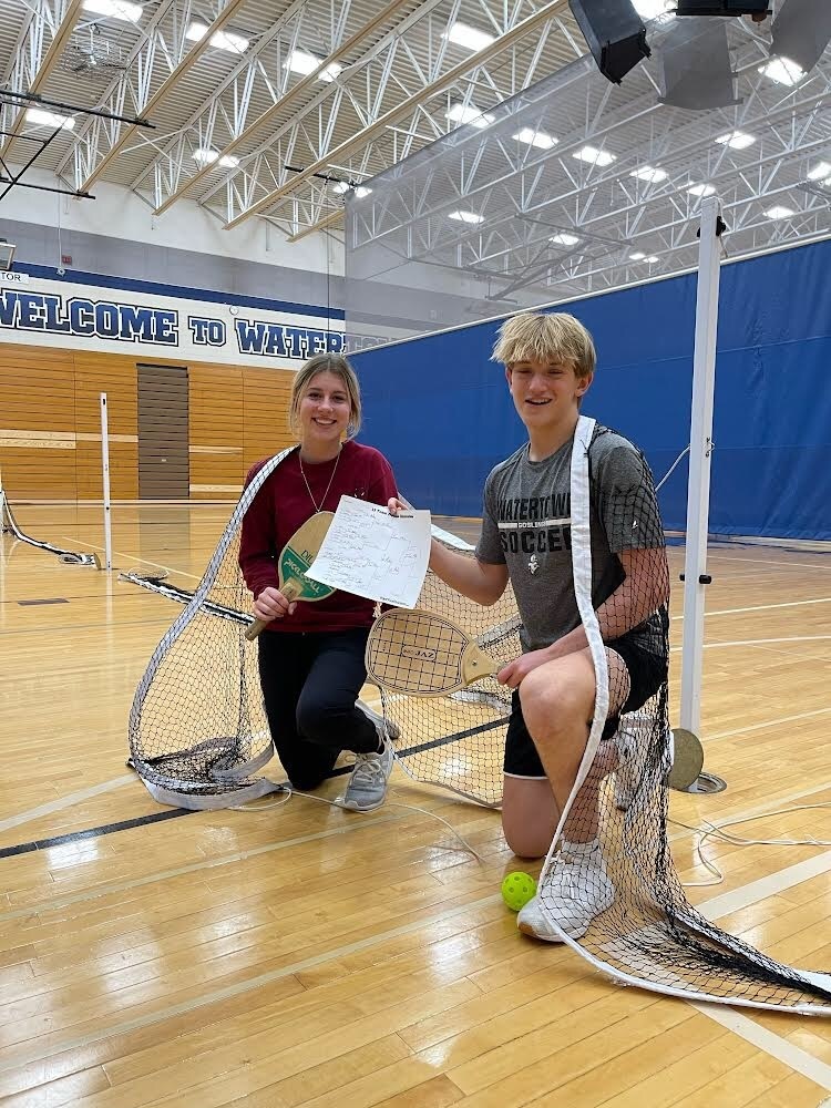 two students who won pickleball