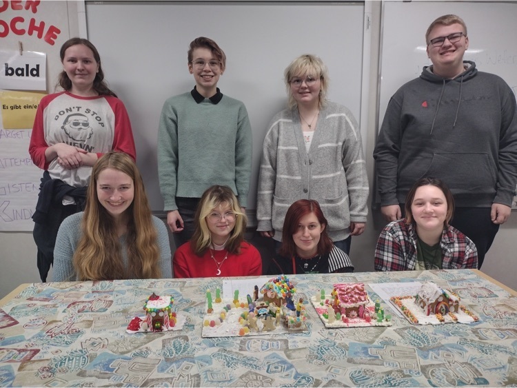 students with their gingerbread houses