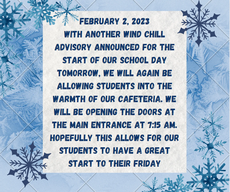 February 2, 2023 Wind Chill Advisory Announced